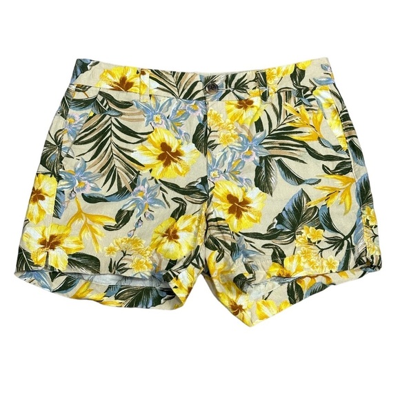 Women's Old Navy 4 Small Shorts Chino Khakis Yellow Green Hawaiian Linen NWOT - Picture 3 of 8